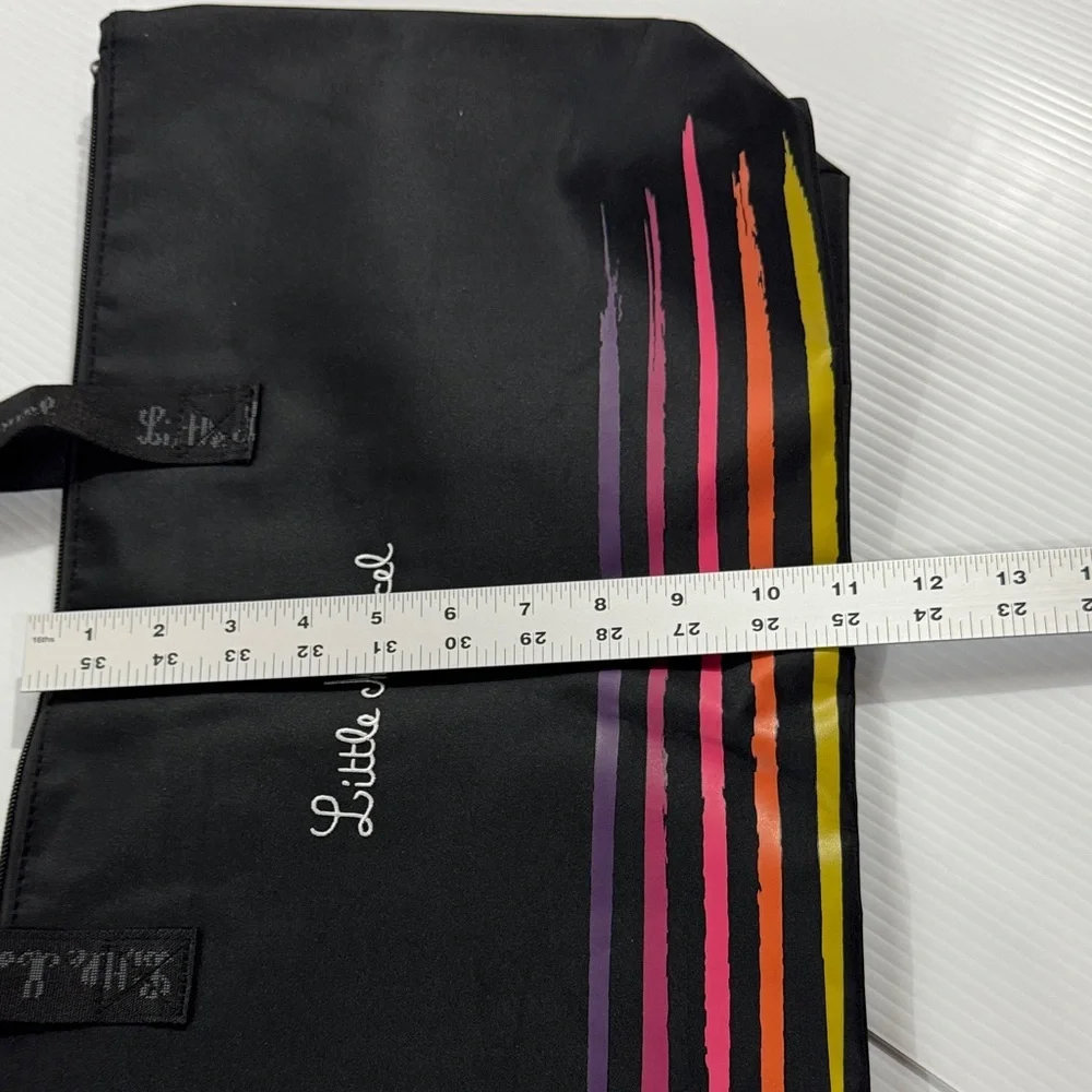 77. Little Marcel Black Tote with Colorful Stripes